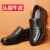 [Da bò lớp đầu tiên] dép da nam giày trung niên lỗ mùa hè Giày trung niên cha nam - Sandal Sandal