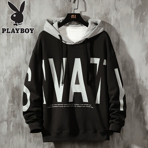 Playboy, мужская демисезонная осенняя толстовка с капюшоном, трендовый универсальный демисезонный лонгслив, оверсайз