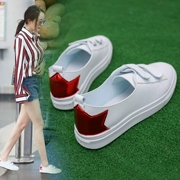 Mùa hè 2018 mới nhỏ giày trắng Hàn Quốc giày đế bằng phẳng giày nông miệng giày vải thoáng khí hoang dã lười trắng