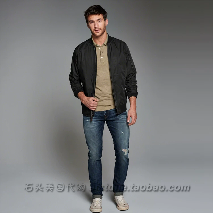 AF Американский подлинный Abercrombiefitch мужской флагманский весеннеосенний slim пилотная куртка бейсбольная куртка