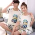 2 bộ giá couple đồ ngủ phụ nữ mùa hè cotton ngắn tay Hàn Quốc phiên bản của dễ thương phần mỏng nam lỏng của nhà dịch vụ phù hợp với mùa hè đồ pijama nam Cặp đôi
