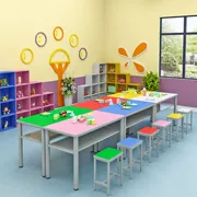 Nội thất trường học học sinh tiểu học và trung học bàn và ghế kết hợp miễn phí màu sắc bàn trẻ em tư vấn bàn nghệ thuật bàn đọc sách hình thang - Nội thất giảng dạy tại trường