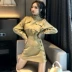 2018 mùa thu mới Hàn Quốc phiên bản của bán cao cổ áo đầm eo Mỏng Một từ váy màu rắn dài tay váy phụ nữ