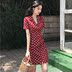 2018 mùa hè mới retro phù hợp với cổ áo eo váy Một từ váy Slim đơn ngực sóng điểm ăn mặc của phụ nữ quần áo mẫu váy xòe đẹp 2020 A-Line Váy