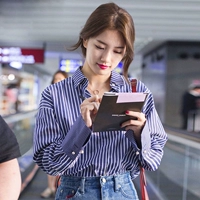 Рубашка, топ, длинный рукав, коллекция 2021, в корейском стиле, популярно в интернете, с вышивкой