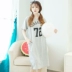 Hàn quốc phiên bản của các nightdress lỏng nữ mùa hè cotton ngắn tay dài dễ thương cô gái đồ ngủ ăn mặc kích thước lớn chất béo mm sinh viên