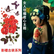 Tấm của phụ nữ hình xăm vuông dán không thấm nước nữ mô hình kéo dài nửa cánh tay hình ảnh lớn hoa bướm body painting trang phục dán
