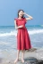 Mùa hè 2019 mới của phụ nữ váy retro Pháp Yamamoto trên đầu gối búp bê màu đỏ cổ áo váy đơn ngực - Sản phẩm HOT đầm dài qua gối Sản phẩm HOT