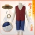 One Piece phiên bản trực tiếp trẻ em cos phù hợp với Luffy cùng áo vest mũ rơm phim và truyền hình hoạt hình cosplay phù hợp với còn hàng Cosplay one piece