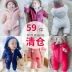 Quần áo lưới bé màu đỏ mùa đông cộng với nhung ấm cho trẻ sơ sinh dày ra ngoài quần áo phát ra tiếng kêu có cùng đoạn 0-6-12 tháng