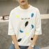 Bảy điểm tay áo của nam giới t-shirt Hàn Quốc phiên bản của sinh viên xu hướng cá tính lỏng 7 điểm trong áo dài tay 5 điểm quần áo ngắn tay shirt versace Áo phông dài