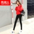 Nam cực 2017 mới của Hàn Quốc phiên bản của hoang dã mặc của phụ nữ xà cạp cao eo kích thước lớn chất béo mm feet quần quần đen Quần tây thường