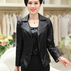 Phụ nữ trung niên áo khoác da áo khoác ngắn mùa xuân và mùa thu 30-40-50 tuổi phụ nữ trung niên của mẹ nạp mùa thu