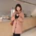 Đầu xuân 2018 phiên bản Hàn Quốc mới của phần dài của một chiếc áo khoác len nhỏ hình chiếc áo khoác nữ loại rộng quần áo nữ - Áo khoác dài