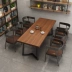 bàn chân sắt mặt gỗ Tùy chỉnh 
            phong cách retro quán rượu công nghiệp thanh cà phê nướng chủ đề nhà hàng phương tây bàn ăn gỗ rắn và ghế kết hợp bàn ghế gốc cây Bàn / Bàn