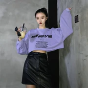 Hồng Kông-phong cách retro áo len phụ nữ đầu mùa thu mới 2018 tiếp xúc rốn lỏng hoang dã dài tay hip-hop lạ cô gái t-shirt triều