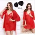 Bộ đồ ngủ mùa hè cho nữ có đệm ngực váy ngủ dây đeo ren gợi cảm bộ hai mảnh váy ngủ dài tay phiên bản Hàn Quốc