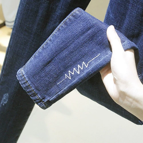 Эластичные джинсы, штаны, большой размер, высокая талия, осенние, 2020, подходит для полных девушек