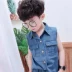 Bộ đồ bé trai mùa hè 2019 mới phiên bản Hàn Quốc thời trang trẻ em mặc quần short denim thời trang hai bộ quần áo thủy triều - Quần jean Quần jean