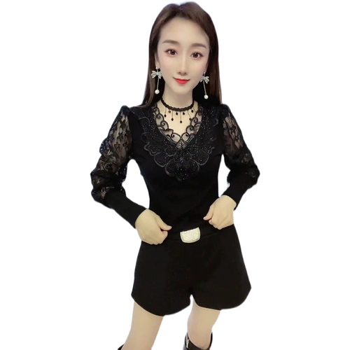 Интернет -знаменитость мода женская одежда 2022 Весна и осень Новая высокая высокая чувства китайская красная кружевная рубашка универсальный дизайн