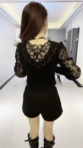 Интернет -знаменитость мода женская одежда 2022 Весна и осень Новая высокая высокая чувства китайская красная кружевная рубашка универсальный дизайн