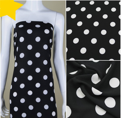 taobao agent Original black and white dots wave dot printed pad chiffon fabric European and American dot fabric designer cloth material