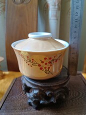 Супница 80年代湖南醴陵陶瓷 花卉 茶碗 寿星人物 电光釉