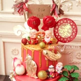 Украшение для выпечки торта, поздравление с днем ​​рождения тестю и свекрови, персиковые мягкие керамические украшения из смолы, эмали, силиконовые формы в китайском стиле