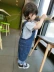Mùa xuân 2018 phiên bản Hàn Quốc của quần áo trẻ em mới dành cho trẻ em denim overalls bé trai quần jean nhỏ tươi hoang dã
