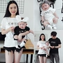 Quần áo bố mẹ cho bé mặc thời trang Hàn Quốc gia đình mẹ và con gái mẹ con Yangqi một gia đình ba áo thun cotton 4 - Trang phục dành cho cha mẹ và con thoi trang tre em