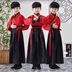 Trang phục trẻ em Hanfu sách Tongguo quần áo học sinh nam và nữ ba nhân vật bằng cách biểu diễn quần áo trẻ em sân khấu biểu diễn trang phục múa - Trang phục váy công chúa bé gái Trang phục