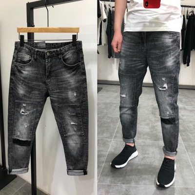 quần jean mỏng nam thời trang quần hoang dã vi bom chân đẹp trai mùa xuân mới 2018 của nam giới quần lên Dingjiu Ping Road Cao bồi
