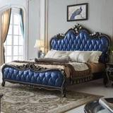 Европейская кровать кровать принцесса кровать кожаная кровать французская роскошная мебель главная спальня резаная кровать черная кровать с двуспальной кроватью.