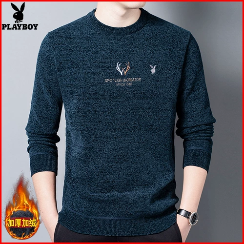 Playboy, демисезонный свитер, флисовый базовый удерживающий тепло шерстяной лонгслив, увеличенная толщина, оверсайз