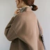 Cocoon loại áo hai mặt cashmere đoạn ngắn áo len nhỏ ngắn phía trước dài rộng bán rộng phiên bản lỏng lẻo áo phao nữ dáng dài Áo len lót đôi