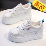 Белые кеды на скрытом каблуке на платформе с массивной подошвой для отдыха, кроссовки, коллекция 2023, из натуральной кожи