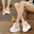 Mùa xuân dày có đế cao-top sneakers nữ 2018 mới của Hàn Quốc phiên bản của hoang dã muffin với siêu cao gót giản dị nêm với đôi giày duy nhất Giày cao gót