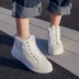 Giày cao nữ 2018 mới hoang dã Giày da nhỏ màu trắng cộng với nhung bé trai lớn bé gái học sinh giày thể thao thủy triều