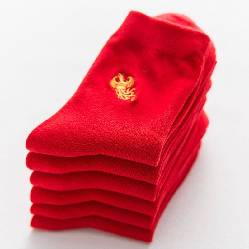 牛年本命年红袜子男女踩小人情侣袜秋冬款棉(热品库)