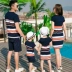 Cha mẹ và con mặc mùa hè 2018 mới sọc ba- gia đình đầy đủ- chiều dài ngắn tay bốn mẹ và con phù hợp với mẹ và con gái ăn mặc thủy triều