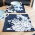 Gốc Trung Quốc in bông vải lanh nghệ thuật đế lót ly placemat pad cách nhiệt bảng mat bàn cà phê mat bát mat sen xanh