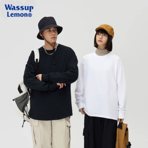 WASSUP LEMON Хлопковый лонгслив, футболка, рубашка, свободный крой