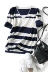 の [ZY158259MG] Xiaohan Pavilion da mát ~ mùa hè tạo tác! Màu xanh và trắng sọc dây nano đan t áo nữ trung niên Áo / áo thun