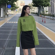 Áo len nữ đầu mùa thu 2018 mới của Hàn Quốc ulzzang thư lỏng thêu hoang dã dài tay áo sinh viên triều