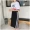 Phụ nữ Hàn Quốc mùa hè ulzzang nhân vật hoang dã in lỏng t- shirt + side khe váy phù hợp với phụ nữ thời trang công sở nữ cao cấp