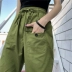 Mùa hè mới của phụ nữ quần áo với một eo cao và lỏng eo mỏng màu xanh lá cây sinh viên dụng cụ giản dị chín điểm quần harem quần tây nữ ống suông đứng Quần Harem