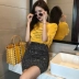 Váy nữ mùa hè mới của phụ nữ Hàn Quốc căng phồng túi ngang hông cá tính sequin cao eo thon váy ngắn