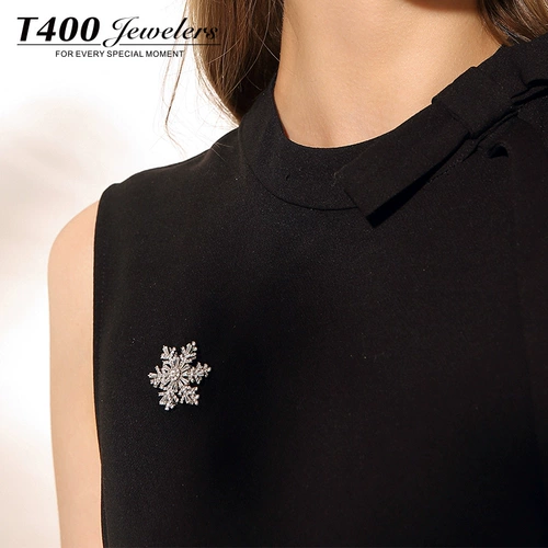 Платиновая двухэтажная брошь, защитное белье, булавка, цирконий на лацкан, со снежинками, изысканный стиль