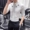 Khâu cá tính thêu bảy điểm tay áo sơ mi nam Slim Hàn Quốc tạo mẫu tóc trong tay áo thủy triều đẹp trai tay ngắn - Áo