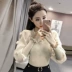 Mùa thu 2018 phiên bản Hàn Quốc của áo len dài tay cổ chữ V mới cho nữ khí chất giản dị Áo sơ mi mỏng mỏng